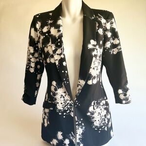 New I N C Black White Polyester Hook Closure 3/4 Sleeve Classic Blazer size S